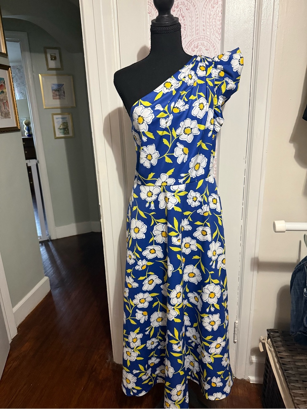 kate spade Blue Floral One-Shoulder Dress